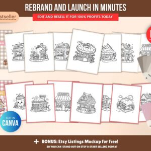 150-Page Tiny Shops Coloring Book (PLR)