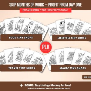 150-Page Tiny Shops Coloring Book (PLR)