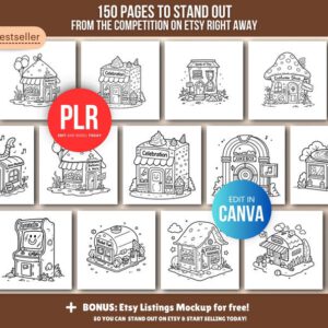 150-Page Tiny Shops Coloring Book (PLR)